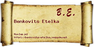 Benkovits Etelka névjegykártya